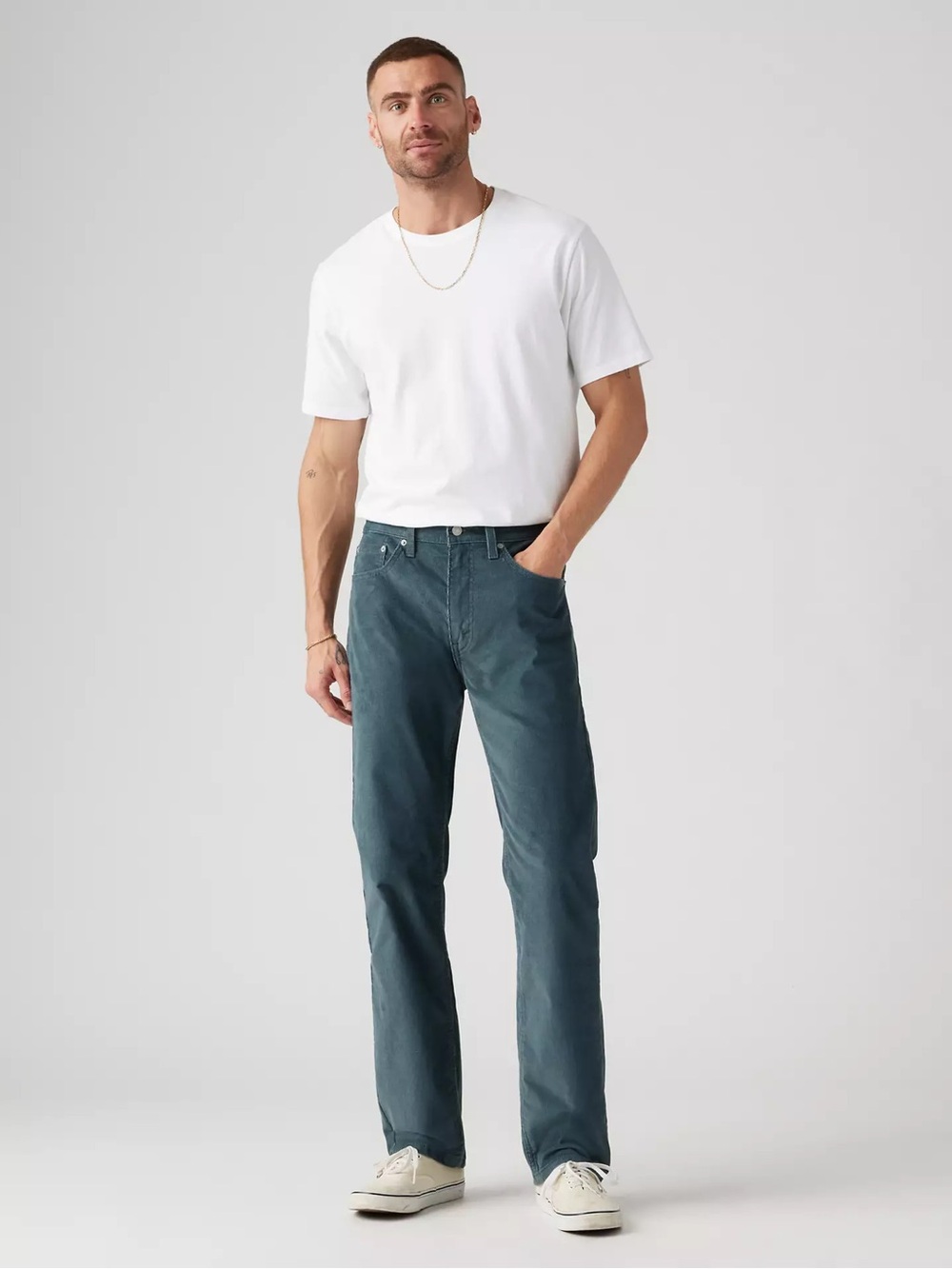 NWT Men’s Levi’s 505 Regular Stretch Corduroy Pants Slate Blue 33x34